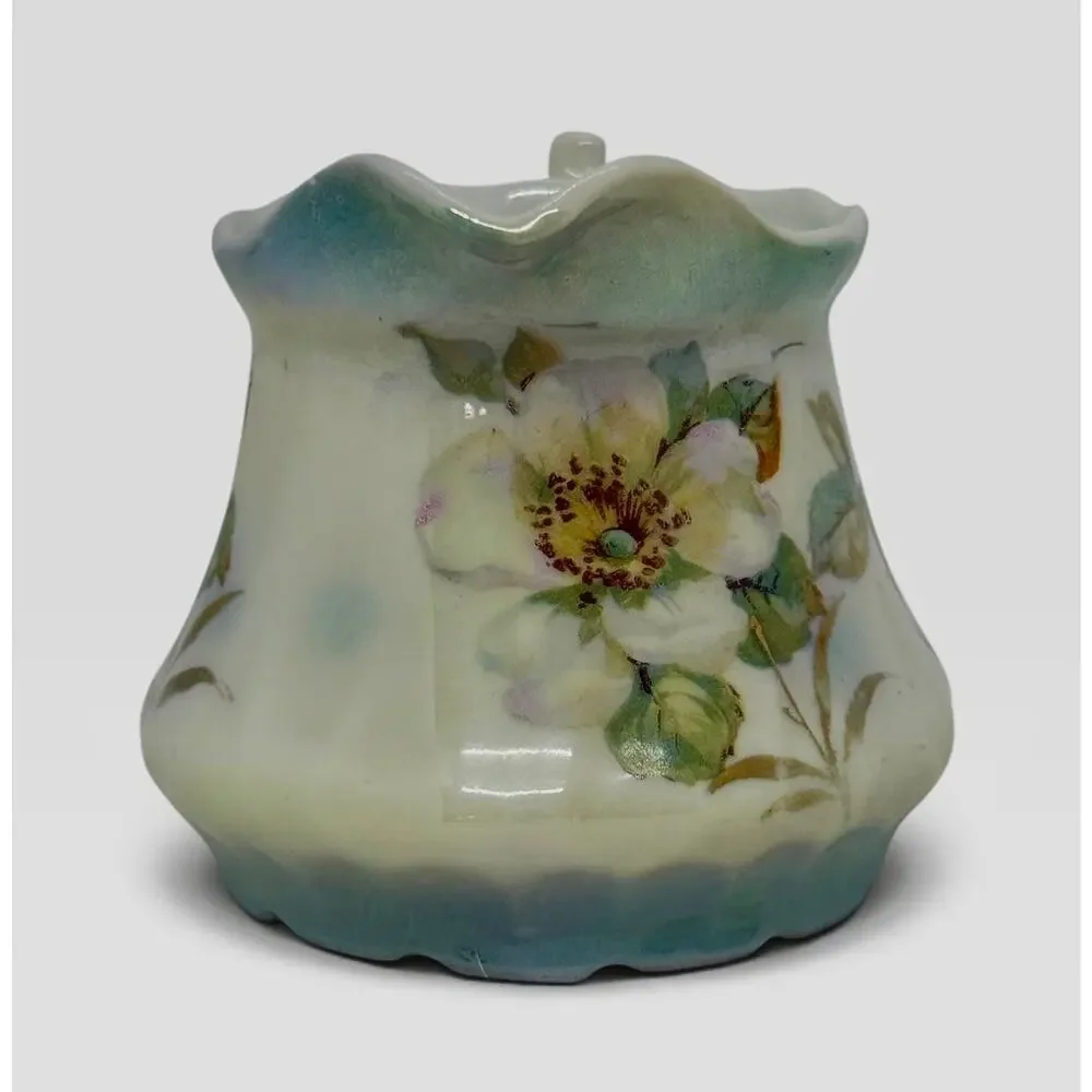 Vintage Bavarian Porcelain Creamer Hand-Painted Floral Body Red Germany Mark